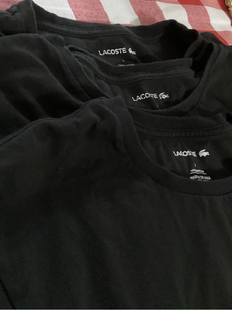Lacoste Black Crew Neck Short Sleeve Tee With Crocodile Patch 3 TShirts